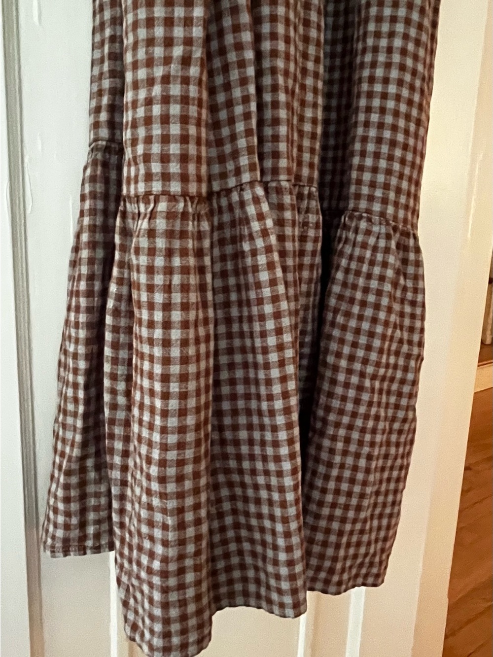 Rylee + Cru Brown & Cream Gingham Tiered Maxi Dress - Picture 5 of 6